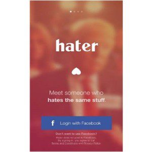 Hater app sign up